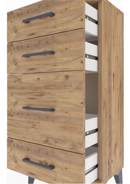 Arges Komodin 4 Çekmeceli 44X30X96 Çam-Çam indirimleri