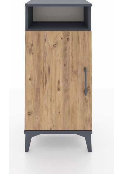 Arges Komodin 3 Raflı Tek Kapaklı 44X30X96 Antrasit-Çam