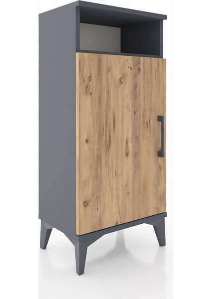 Arges Komodin 3 Raflı Tek Kapaklı 44X30X96 Antrasit-Çam fiyatları