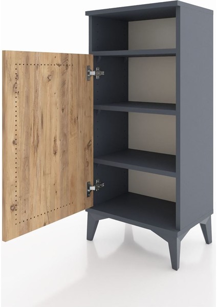 Arges Komodin 3 Raflı Tek Kapaklı 44X30X96 Antrasit-Çam fırsatları