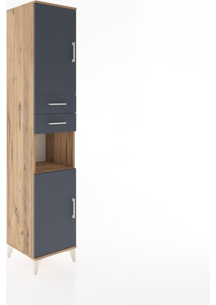 Hyperion Dolap 4 Raflı 2 Çekmeceli 2 Kapaklı 44X44X221 Çam-Antrasit fiyatları