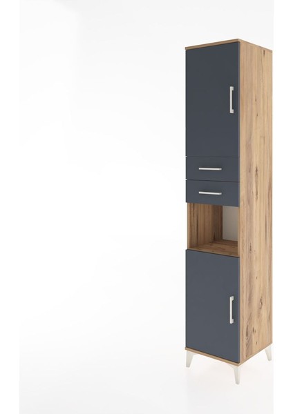 Hyperion Dolap 4 Raflı 2 Çekmeceli 2 Kapaklı 44X44X221 Çam-Antrasit modelleri