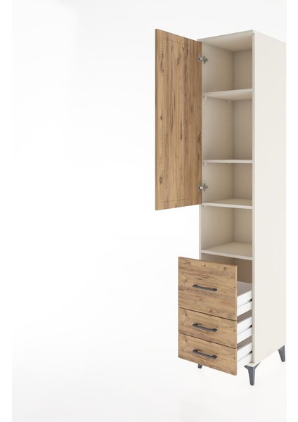 Hyperion Dolap 4 Raflı 3 Çekmeceli Tek Kapaklı 44X44X221 Aytaşı-Çam fırsatları