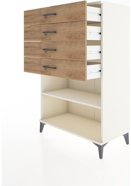 Hyperion Dolap Tek Raflı 4 Çekmeceli 88X44X134 Aytaşı-Çam fırsatları