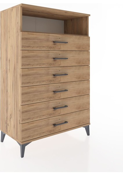 Hyperion Dolap Tek Raflı 6 Çekmeceli 88X44X134 Çam-Çam fiyatları