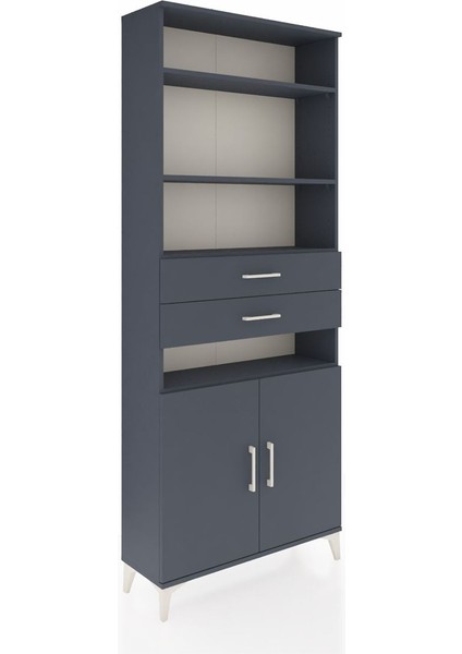 Arges Dolap 5 Raflı 2 Çekmeceli 2 Kapaklı 88X30X221 Antrasit-Antrasit fiyatları