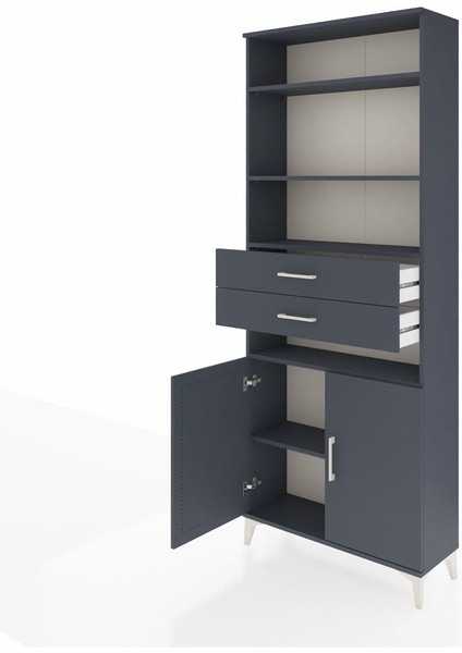 Arges Dolap 5 Raflı 2 Çekmeceli 2 Kapaklı 88X30X221 Antrasit-Antrasit fırsatları