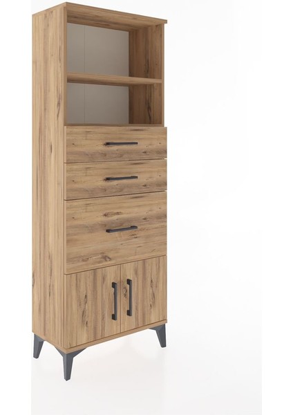 Arges Dolap 2 Raflı 3 Çekmeceli 2 Kapaklı 60X30X163 Çam-Çam fiyatları