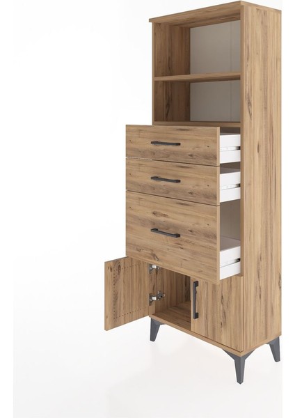 Arges Dolap 2 Raflı 3 Çekmeceli 2 Kapaklı 60X30X163 Çam-Çam fırsatları