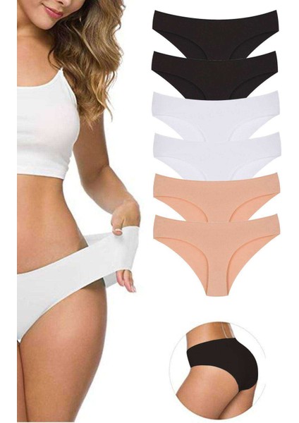 6 Adet Kadın Dikişsiz Lazer Kesim Esnek Iz Yapmayan Külot S4