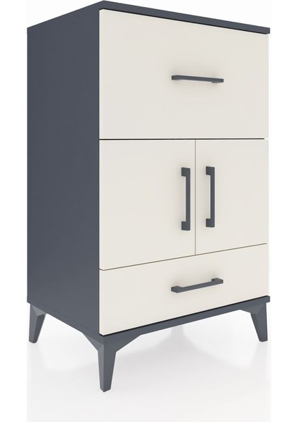 Hyperion Komodin Tek Raflı 2 Çekmeceli 2 Kapaklı 60X44X96 Antrasit-Aytaşı fiyatları