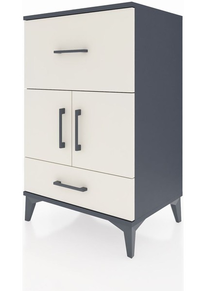 Hyperion Komodin Tek Raflı 2 Çekmeceli 2 Kapaklı 60X44X96 Antrasit-Aytaşı modelleri