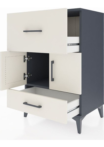 Hyperion Komodin Tek Raflı 2 Çekmeceli 2 Kapaklı 60X44X96 Antrasit-Aytaşı fırsatları