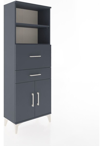 Arges Dolap 3 Raflı 2 Çekmeceli 2 Kapaklı 60X30X163 Antrasit-Antrasit fiyatları