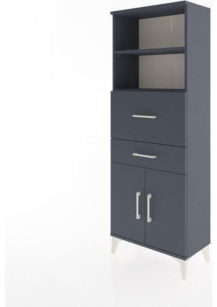 Arges Dolap 3 Raflı 2 Çekmeceli 2 Kapaklı 60X30X163 Antrasit-Antrasit modelleri