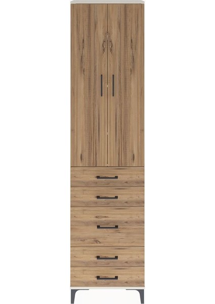 Arges Dolap 4 Raflı 5 Çekmeceli 2 Kapaklı 60X30X243 Aytaşı-Çam