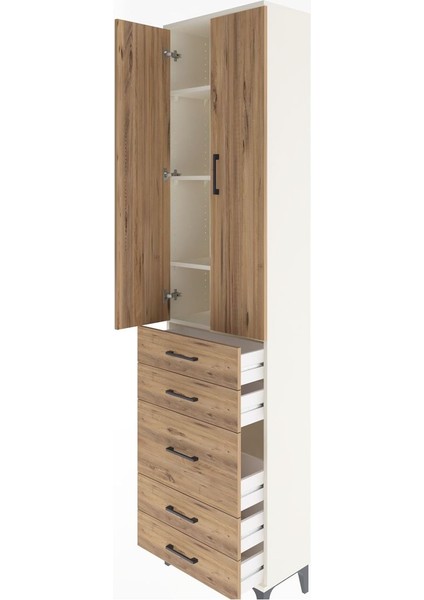 Arges Dolap 4 Raflı 5 Çekmeceli 2 Kapaklı 60X30X243 Aytaşı-Çam fırsatları