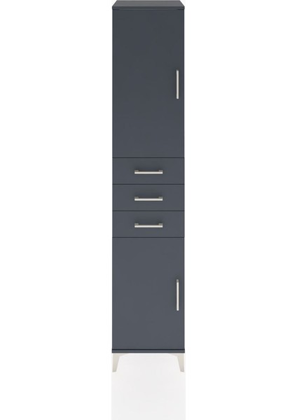 Hyperion Dolap 4 Raflı 3 Çekmeceli 2 Kapaklı 44X44X221 Antrasit-Antrasit
