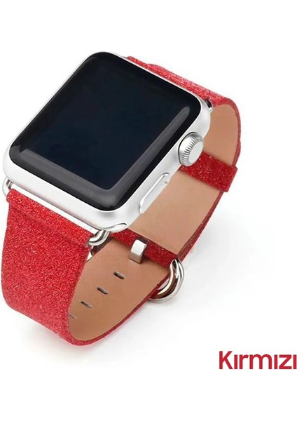 Ally Apple Watch 7-8 41MM 6-5-4 40MM Deri Ince Sim Işlemeli Kordon Kayış 3-2-1 38MM-(1903)
