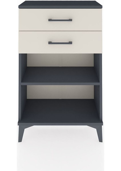 Arges Komodin Tek Raflı 2 Çekmeceli 60X30X96 Antrasit-Aytaşı