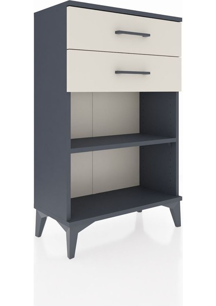 Arges Komodin Tek Raflı 2 Çekmeceli 60X30X96 Antrasit-Aytaşı fiyatları
