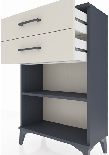 Arges Komodin Tek Raflı 2 Çekmeceli 60X30X96 Antrasit-Aytaşı indirimleri