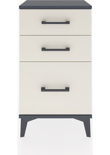 Arges Komodin 3 Çekmeceli 44X30X80 Antrasit-Aytaşı