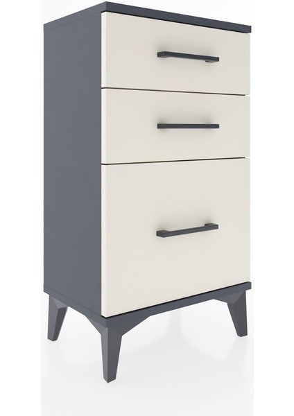 Arges Komodin 3 Çekmeceli 44X30X80 Antrasit-Aytaşı modelleri