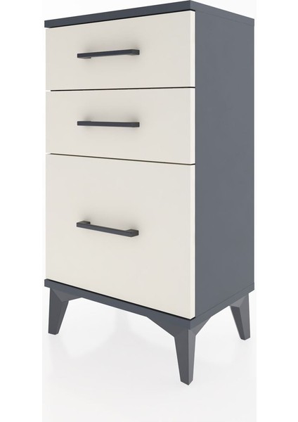 Arges Komodin 3 Çekmeceli 44X30X80 Antrasit-Aytaşı indirimleri