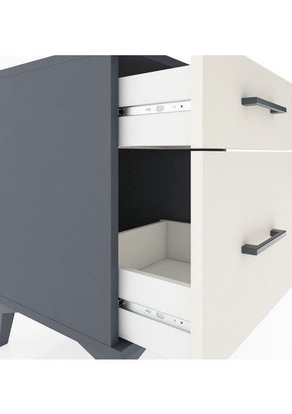 Hyperion Komodin 2 Çekmeceli 44X44X64 Antrasit-Aytaşı indirimleri