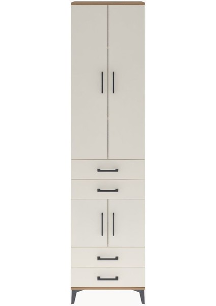 Arges Dolap 4 Raflı 4 Çekmeceli 4 Kapaklı 60X30X243 Çam-Aytaşı