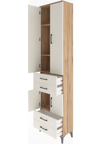 Arges Dolap 4 Raflı 4 Çekmeceli 4 Kapaklı 60X30X243 Çam-Aytaşı fırsatları