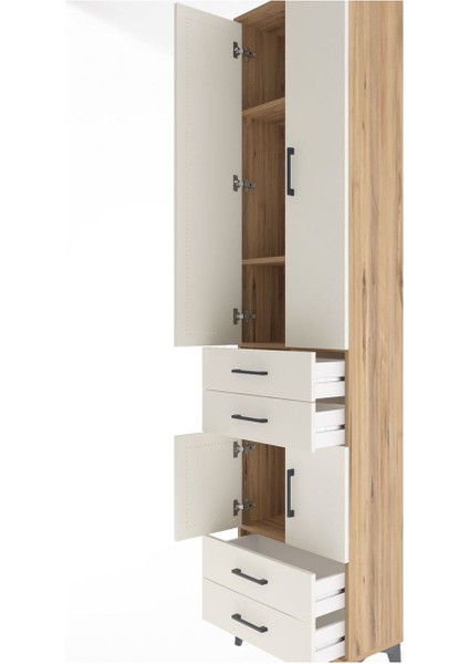 Arges Dolap 4 Raflı 4 Çekmeceli 4 Kapaklı 60X30X243 Çam-Aytaşı indirimleri