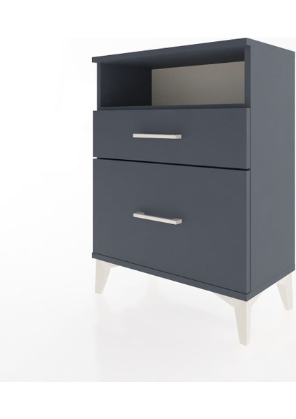 Arges Komodin Tek Raflı 2 Çekmeceli 60X30X80 Antrasit-Antrasit modelleri