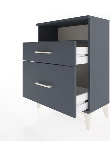 Arges Komodin Tek Raflı 2 Çekmeceli 60X30X80 Antrasit-Antrasit fırsatları