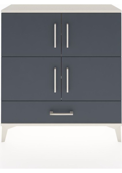 Arges Şifonyer 4 Raflı Tek Çekmeceli 4 Kapaklı 88X30X96 Aytaşı-Antrasit