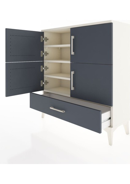 Arges Şifonyer 4 Raflı Tek Çekmeceli 4 Kapaklı 88X30X96 Aytaşı-Antrasit fırsatları