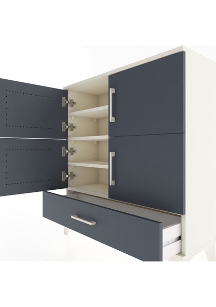 Arges Şifonyer 4 Raflı Tek Çekmeceli 4 Kapaklı 88X30X96 Aytaşı-Antrasit indirimleri