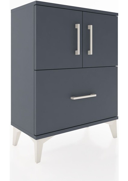 Arges Komodin 2 Raflı Tek Çekmeceli 2 Kapaklı 60X30X80 Antrasit-Antrasit fiyatları