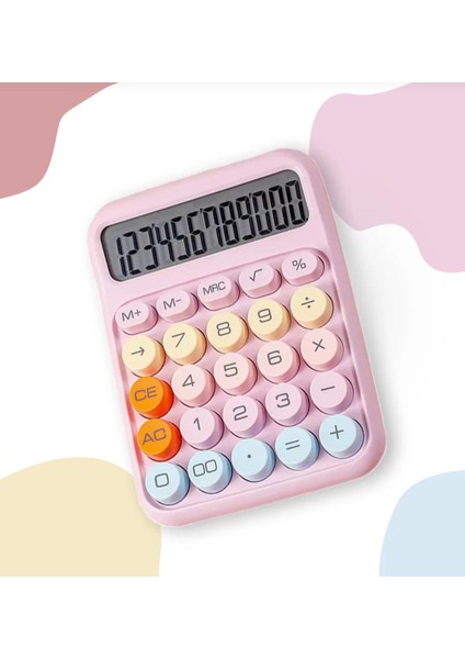 Renkli Hesap Makinesi 12 Haneli Yuvarlak Tuşlu Pembe Renk Hesap Makinesi modelleri