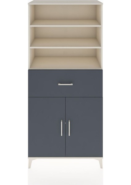 Hyperion Dolap 4 Raflı Tek Çekmeceli 2 Kapaklı 88X44X195 Aytaşı-Antrasit