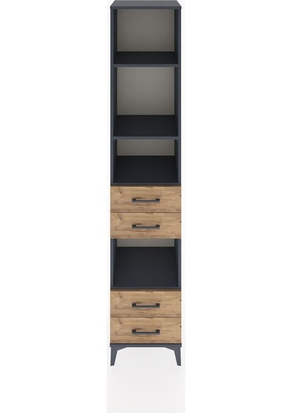 Hyperion Dolap 4 Raflı 4 Çekmeceli 44X44X221 Antrasit-Çam