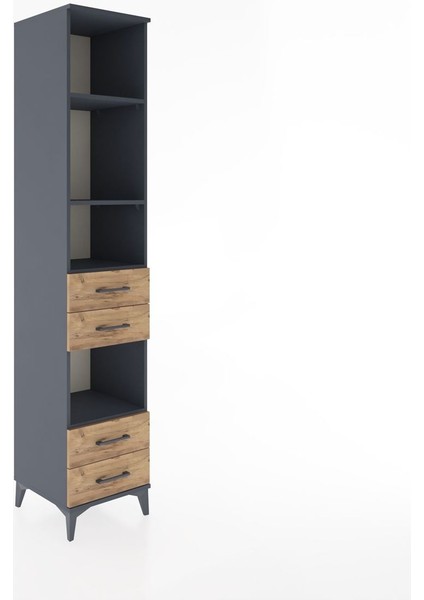 Hyperion Dolap 4 Raflı 4 Çekmeceli 44X44X221 Antrasit-Çam fiyatları