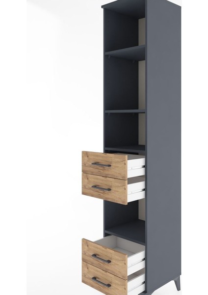 Hyperion Dolap 4 Raflı 4 Çekmeceli 44X44X221 Antrasit-Çam indirimleri