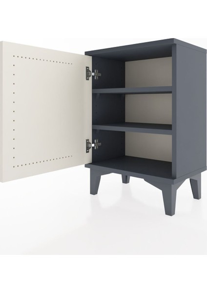 Arges Komodin 2 Raflı Tek Kapaklı 44X30X64 Antrasit-Aytaşı fırsatları