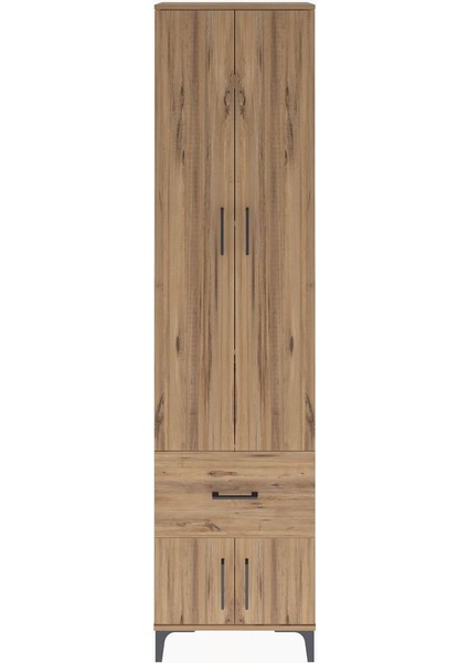 Arges Dolap 4 Raflı Tek Çekmeceli 4 Kapaklı 60X30X243 Çam-Çam