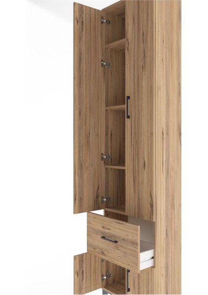 Arges Dolap 4 Raflı Tek Çekmeceli 4 Kapaklı 60X30X243 Çam-Çam indirimleri