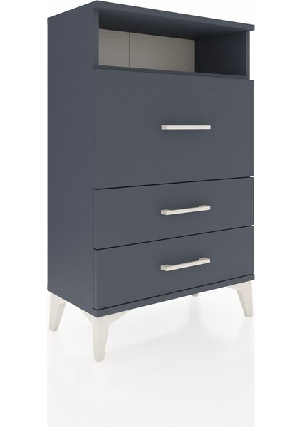 Arges Komodin Tek Raflı 3 Çekmeceli 60X30X96 Antrasit-Antrasit fiyatları