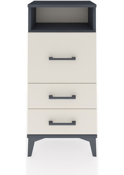 Arges Komodin Tek Raflı 3 Çekmeceli 44X30X96 Antrasit-Aytaşı