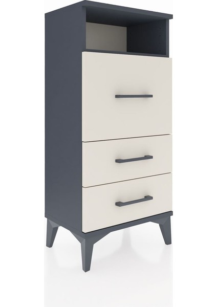 Arges Komodin Tek Raflı 3 Çekmeceli 44X30X96 Antrasit-Aytaşı fiyatları